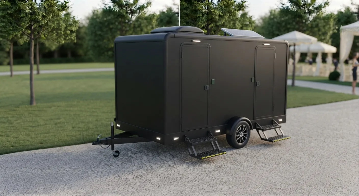 2 stall restroom trailer from our Visalia fleet