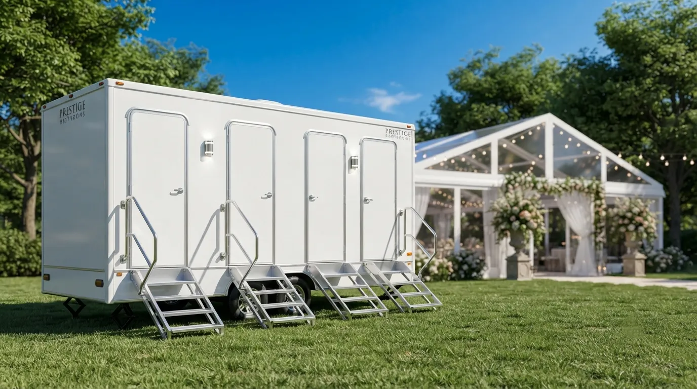 4 stall restroom trailer from our Visalia fleet
