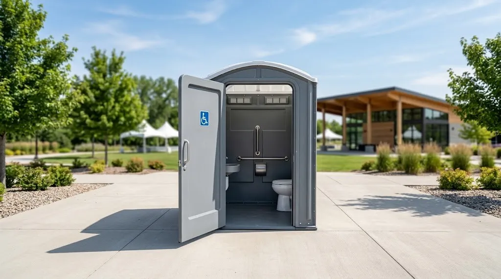 ADA accessible porta potty from our Visalia fleet